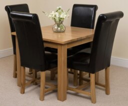Rackhams Oslo 90 x 90cm Small Square Oak Dining Set with Washington Leather Chairs - 1 - 4 chairs - Burgundy - thumbnail 2