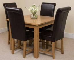 Rackhams Oslo 90 x 90cm Small Square Oak Dining Set with Washington Leather Chairs - 1 - 4 chairs - Burgundy - thumbnail 4