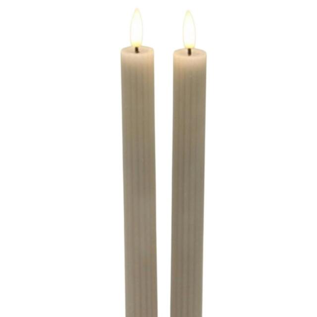 Rackhams Luxe Collection Ribbed Taper Candle - Taupe - One Size - Taupe - 100% Mixed - image 1