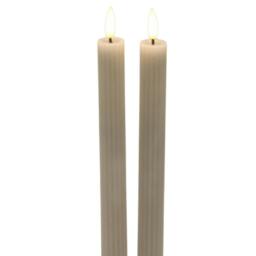 Rackhams Luxe Collection Ribbed Taper Candle - Taupe - One Size - Taupe - 100% Mixed