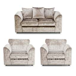 Rackhams Crystal Crushed Velvet 2 Seater and 2 Armchairs Scatter Back - Silver - thumbnail 6