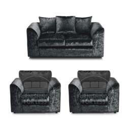 Rackhams Crystal Crushed Velvet 2 Seater and 2 Armchairs Scatter Back - Silver - thumbnail 3