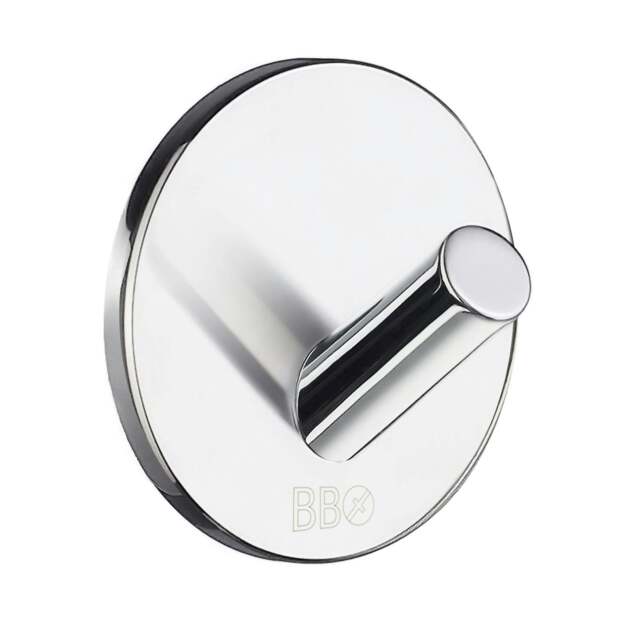 Rackhams 4 x BESLAGSBODEN Chrome Stainless Steel Single Towel Hook (30 x 30mm) Self Adhesive Bathroom Wall Mounted