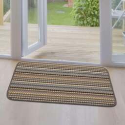Rackhams Washable Beige Stripe Mats - 67X200 cm - thumbnail 3