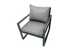 Rackhams Outdoor Garden Furniture Set Aluminium Lounge Sofa Square Coffee Table Sets with 4 Stools 2 Side Tables Dark Grey - thumbnail 4