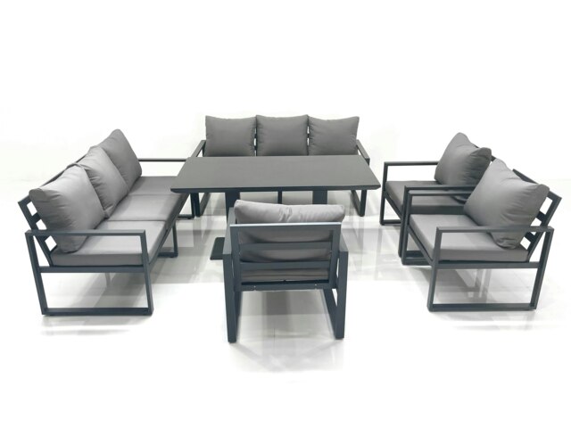 Rackhams Garden Sofa Set Aluminium Furniture Rising Dining Tabe Set with 3 Chair Dark Grey - image 1