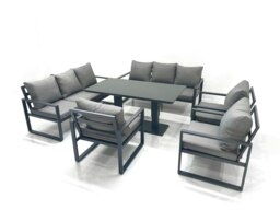 Rackhams Garden Sofa Set Aluminium Furniture Rising Dining Tabe Set with 3 Chair Dark Grey - thumbnail 2