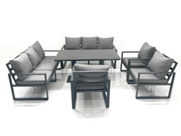 Rackhams Garden Sofa Set Aluminium Furniture Rising Dining Tabe Set with 3 Chair Dark Grey - thumbnail 1