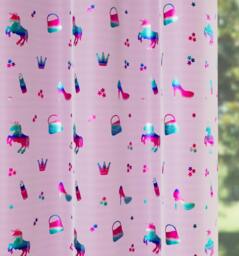 "Rackhams Pink Kids Curtain with Unicorns - Room Darkening, Energy Saving Eyelet Header - Ideal for Childrens Rooms - Pink - 72"" (183cm) - 66"" (168cm)" - thumbnail 3