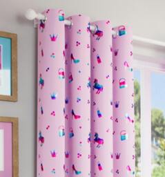 "Rackhams Pink Kids Curtain with Unicorns - Room Darkening, Energy Saving Eyelet Header - Ideal for Childrens Rooms - Pink - 72"" (183cm) - 66"" (168cm)" - thumbnail 2