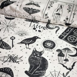 Rackhams Enchanted Witchcraft Reversible Duvet Cover Set Black / Natural - Double - thumbnail 4