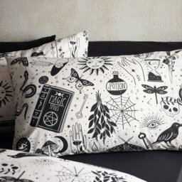 Rackhams Enchanted Witchcraft Reversible Duvet Cover Set Black / Natural - Double - thumbnail 3