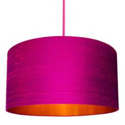 "Rackhams Hot Pink Silk Lampshade With Copper Foil Lining - 60cm Diameter x 20cm Height / (24"" x 8"")" - thumbnail 1
