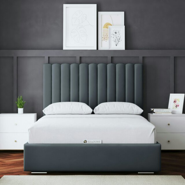 Rackhams Evangeline Divan Bed with Upholstered Headboard - Grey (Steel) - Small Double / 4ft - image 1
