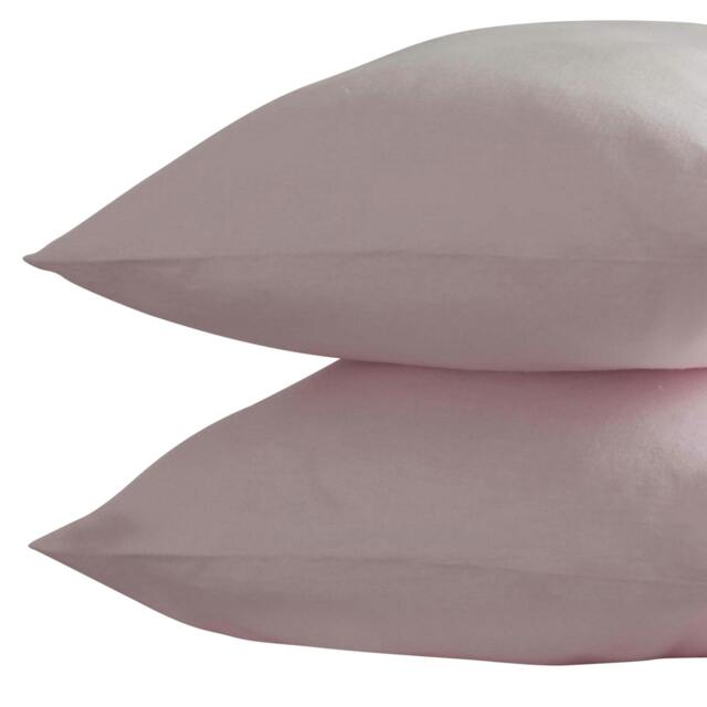 Rackhams Brushed Cotton Housewife Pillowcase (Pair) - Powder Pink - One Size - Powder Pink - 100% Brushed Cotton - image 1