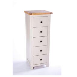 Rackhams Argenta 5 Drawer Narrow Chest of Drawers Brass Knob - Light Grey - thumbnail 3