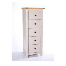 Rackhams Argenta 5 Drawer Narrow Chest of Drawers Brass Knob - Light Grey - thumbnail 2