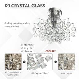 Rackhams Crystal Chandeliers, K9 Droplets Ceiling Light with 3 E14 Bulb Base, Pendant Lights for Living Room, Bedroom, Dining Room, Hallway, Kitchen - thumbnail 4