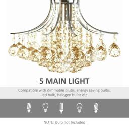 Rackhams Crystal Chandeliers, K9 Droplets Ceiling Light with 3 E14 Bulb Base, Pendant Lights for Living Room, Bedroom, Dining Room, Hallway, Kitchen - thumbnail 5