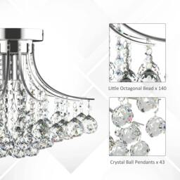 Rackhams Crystal Chandeliers, K9 Droplets Ceiling Light with 3 E14 Bulb Base, Pendant Lights for Living Room, Bedroom, Dining Room, Hallway, Kitchen - thumbnail 6