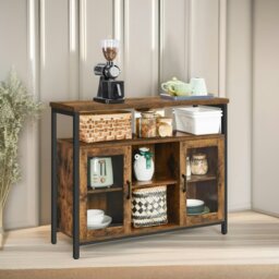 Rackhams Kitchen Sideboard Buffet Cabinet Industrial Rustic Furniture Brown