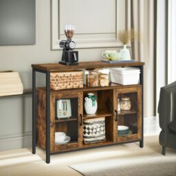 Rackhams Kitchen Sideboard Buffet Cabinet Industrial Rustic Furniture Brown - thumbnail 3