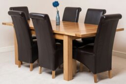 Rackhams Seattle Oak Extending Dining Table with Montana Leather Chairs - 4 chairs - Brown - thumbnail 5