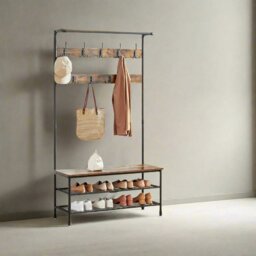 Rackhams Large Hall Tree Coat Rack with Bench and Shoe Rack - thumbnail 6