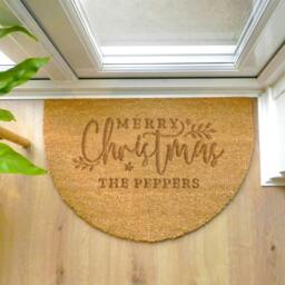 Rackhams Personalised Christmas Half Moon Doormat - 60cm x 40cm x 1.5cm - thumbnail 2