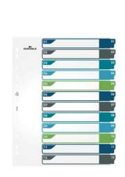 Rackhams 12 Part Numbered Tab Punched Index Dividers + Cover - A4+ - Colour Coded