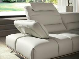 Rackhams Corner sofa in light grey leather 6243/6244 - Light grey - dark steel - Left - thumbnail 6