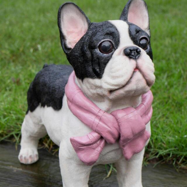Rackhams French Bulldog Black and white with  pink scarf  Home Decor or Garden Ornament - image 1