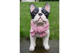 Rackhams French Bulldog Black and white with  pink scarf  Home Decor or Garden Ornament - thumbnail 2