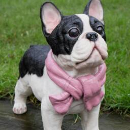 Rackhams French Bulldog Black and white with  pink scarf  Home Decor or Garden Ornament - thumbnail 1