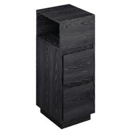 Rackhams Slim Bedside Table Storage Nightstand with 2 Drawers & Open Shelf Black