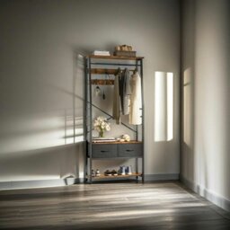 Rackhams Industrial Coat Rack Stand with Shoe Storage and Bench - thumbnail 4