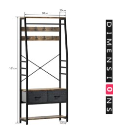 Rackhams Industrial Coat Rack Stand with Shoe Storage and Bench - thumbnail 2