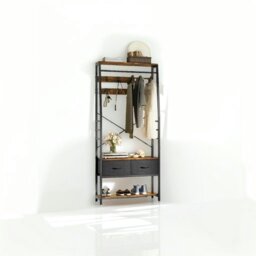 Rackhams Industrial Coat Rack Stand with Shoe Storage and Bench - thumbnail 3
