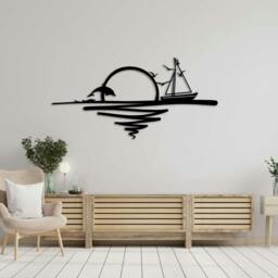 Rackhams Sunrise Modern Metal Line Art Wall Decor 90x44 - thumbnail 2