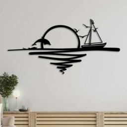 Rackhams Sunrise Modern Metal Line Art Wall Decor 90x44