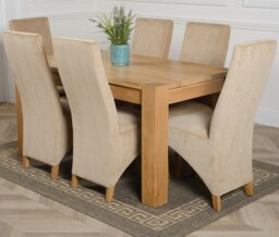 Rackhams Kuba Medium Oak Dining Table with Lola Fabric Chairs - 6 chairs - Grey - thumbnail 5