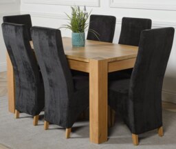 Rackhams Kuba Medium Oak Dining Table with Lola Fabric Chairs - 6 chairs - Grey - thumbnail 3