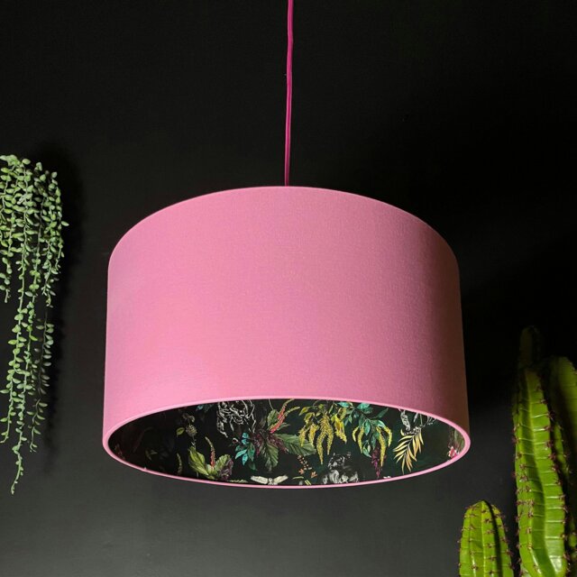 Rackhams Wild Wood Deadly Night Shade Silhouette Lampshade in Candy Floss - Ceiling Pendant / Arc Lamp - 45cm diameter x 25cm Height (18″ x 10″) - image 1