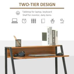 Rackhams Writing Desk Computer Table Home Office PC Laptop Workstation Storage Shelf 84L x 45W cm Walnut - thumbnail 4