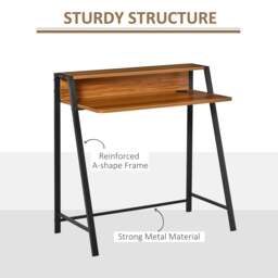 Rackhams Writing Desk Computer Table Home Office PC Laptop Workstation Storage Shelf 84L x 45W cm Walnut - thumbnail 5