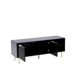 Rackhams Black MMT TV Stand, TV Stand Cabinet with Fluted Ribbed Gloss Doors and Legs, 130cm TV - White - 40cm - 50cm - thumbnail 4