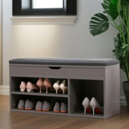 Rackhams Shoe Storage Bench 90CM Grey - thumbnail 2