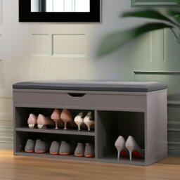 Rackhams Shoe Storage Bench 90CM Grey
