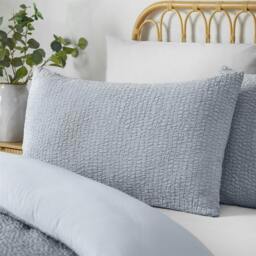 Rackhams Crinkle Seersucker Blue Duvet Cover Set - Super King - thumbnail 5