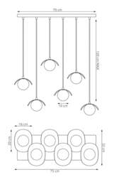 Rackhams RITUAL Pendant lamp 6 x G9 Black with White Shade - thumbnail 6